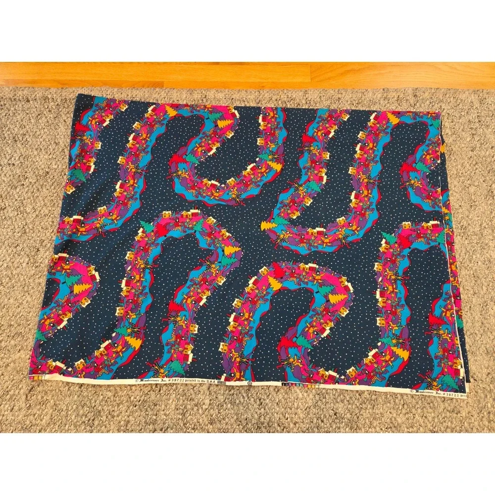 2 Yards Vintage 90s Miss Brenner Fabric Stretchy Holiday Christmas Children 58''